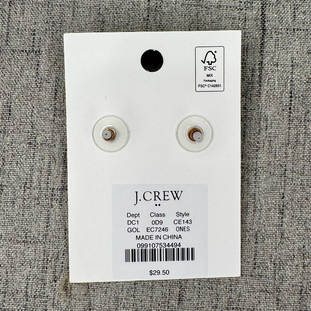 J. Crew Gold Crystal Heart Bauble Earrings NWT - Picture 4 of 5